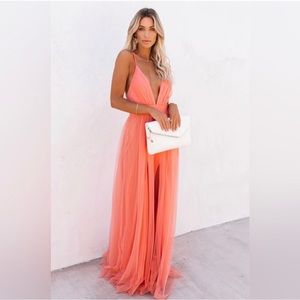 PETAL DUST MAXI DRESS - APRICOT